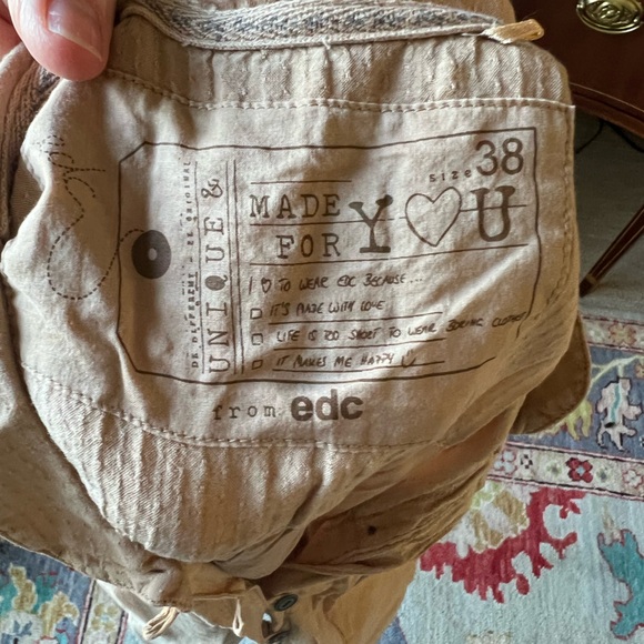 EDC by Esprit tan dress with Peter Pan collar. Fully lined. Size 6. - Picture 5 of 6